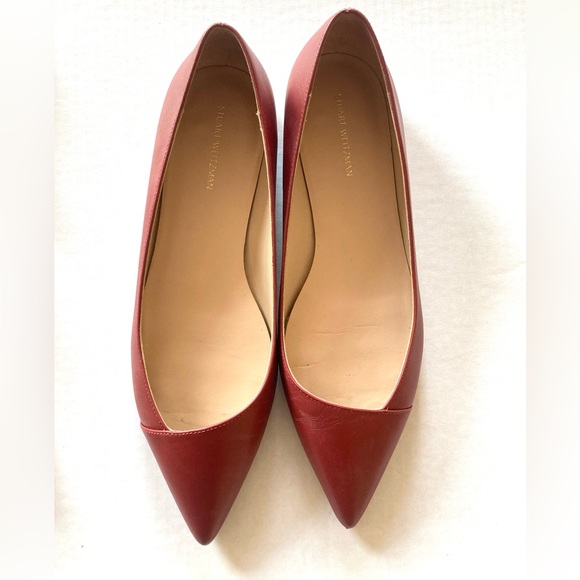 Stuart Weitzman - ballet Avenue Leather Flat in dark red size 9.5 - Picture 6 of 8